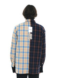 SSY(エスエスワイ)  premium check half & half shirt light beige