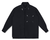 SSY(エスエスワイ)  collar & pocket hand work iron tip shirt black