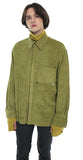 SSY(エスエスワイ)  collar & pocket hand work iron tip suede shirt olive green