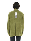 SSY(エスエスワイ)  collar & pocket hand work iron tip suede shirt olive green