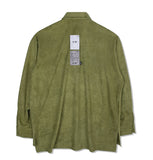 SSY(エスエスワイ)  collar & pocket hand work iron tip suede shirt olive green