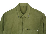 SSY(エスエスワイ)  collar & pocket hand work iron tip suede shirt olive green