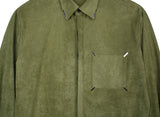 SSY(エスエスワイ)  collar & pocket hand work iron tip suede shirt olive green