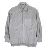 SSY(エスエスワイ)  collar & pocket hand work iron tip suede shirt ivory