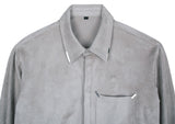 SSY(エスエスワイ)  collar & pocket hand work iron tip suede shirt ivory