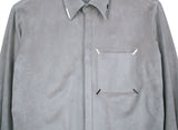 SSY(エスエスワイ)  collar & pocket hand work iron tip suede shirt ivory