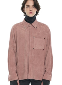 SSY(エスエスワイ)   collar & pocket hand work iron tip shirt pink