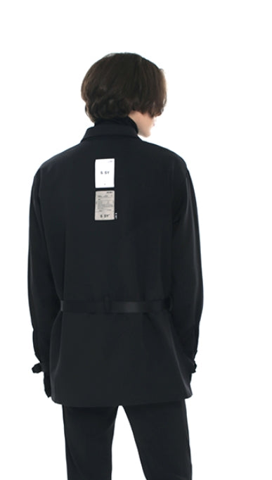 SSY(エスエスワイ)  webbing belt transpocket shirt jacket black