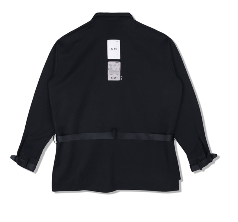 SSY(エスエスワイ)  webbing belt transpocket shirt jacket black