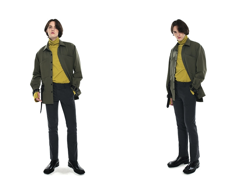 SSY(エスエスワイ)  webbing belt transpocket shirt jacket khaki