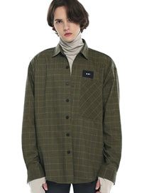 SSY(エスエスワイ)  olive green check basic shirt