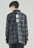 SSY(エスエスワイ) half & half shirt 20ss squre navy