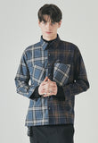 SSY(エスエスワイ) half & half shirt 20ss squre navy