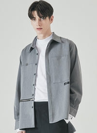SSY(エスエスワイ) side open zipper shirt grey