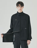 SSY(エスエスワイ) side open zipper shirt black