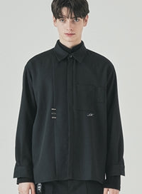 SSY(エスエスワイ) double pocket side tip shirt black