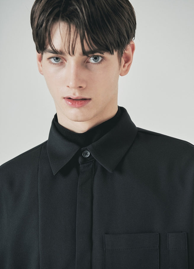 SSY(エスエスワイ) double pocket side tip shirt black