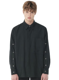 SSY(エスエスワイ)   sleeve open iron button shirt black