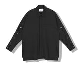 SSY(エスエスワイ)   sleeve open iron button shirt black