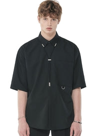 SSY(エスエスワイ)   string necklace tip half shirt black