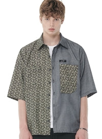 SSY(エスエスワイ)   1/2 paisley fence half shirt black