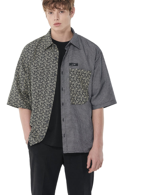 SSY(エスエスワイ)   1/2 paisley fence half shirt black
