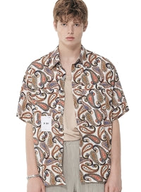 SSY(エスエスワイ)   hawaiian paisley half shirt white