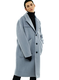 SSY(エスエスワイ)  overfit heavy plate wool single coat blue