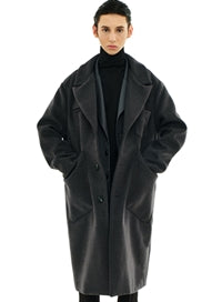 SSY(エスエスワイ)  overfit heavy plate wool single coat grey