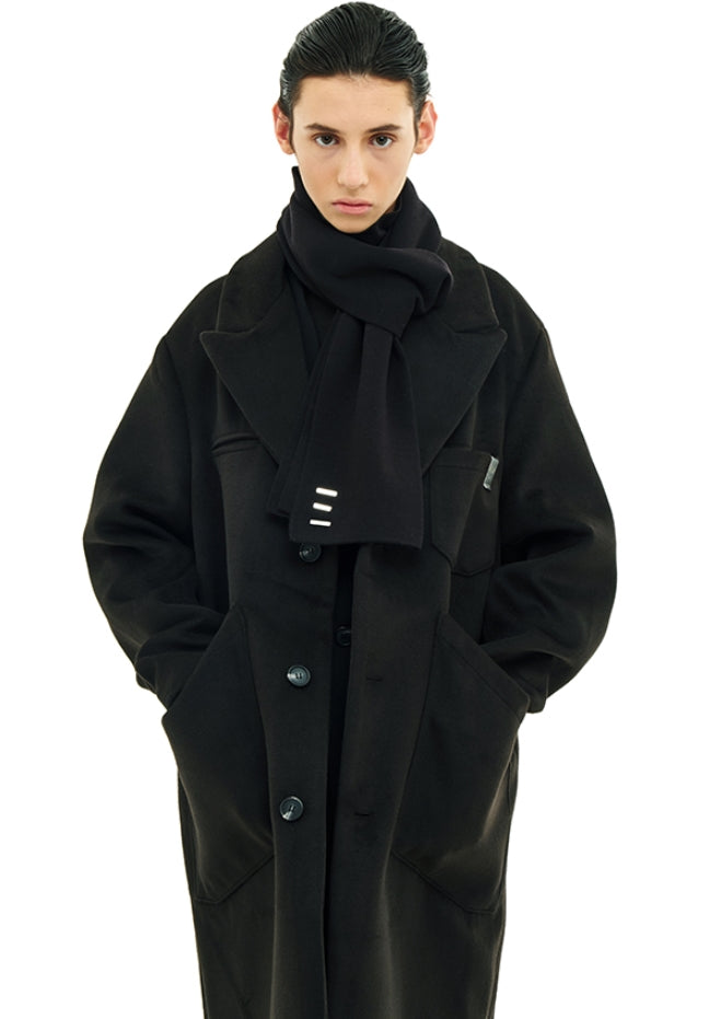 SSY(エスエスワイ)  overfit heavy plate wool single coat black