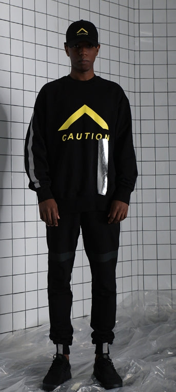 SSY(エスエスワイ)  Caution 3m sweat shirt - black