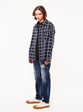 KND(ケイエンド) OVERSIZE NAVY TARTAN CHECK SHIRTS