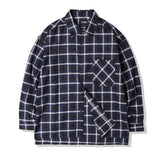 KND(ケイエンド) OVERSIZE NAVY TARTAN CHECK SHIRTS