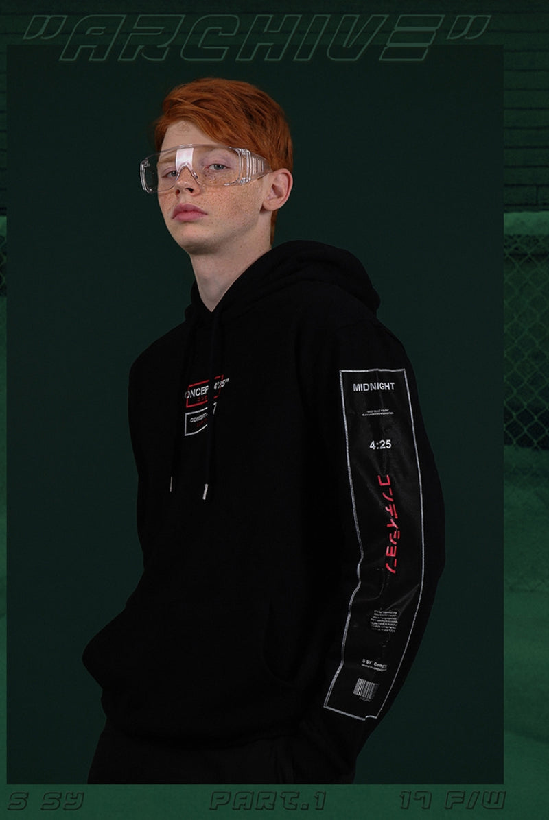 SSY(エスエスワイ)  mid concept 4:25 heavy cotton hoody black