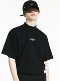 SSY(エスエスワイ)   silky coated half neck t-shirt black