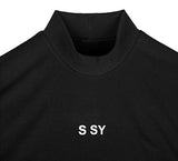 SSY(エスエスワイ)   silky coated half neck t-shirt black