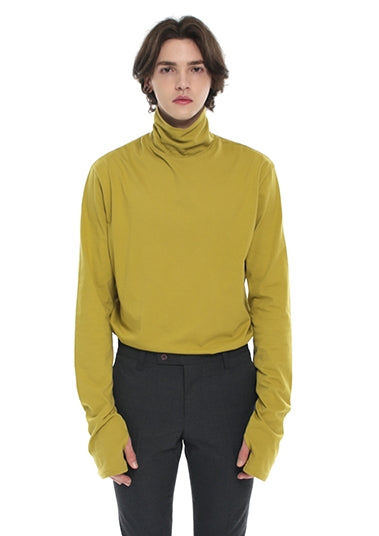 SSY(エスエスワイ)  turtle neck hand warmer sleeve t-shirt mustard