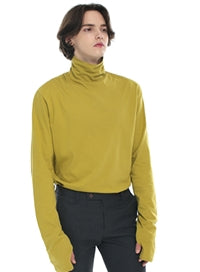 SSY(エスエスワイ)  turtle neck hand warmer sleeve t-shirt mustard
