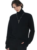 SSY(エスエスワイ)  turtle neck hand warmer sleeve t-shirt black