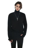 SSY(エスエスワイ)  turtle neck hand warmer sleeve t-shirt black