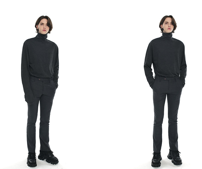 SSY(エスエスワイ)  turtle neck hand warmer sleeve t-shirt charcoal