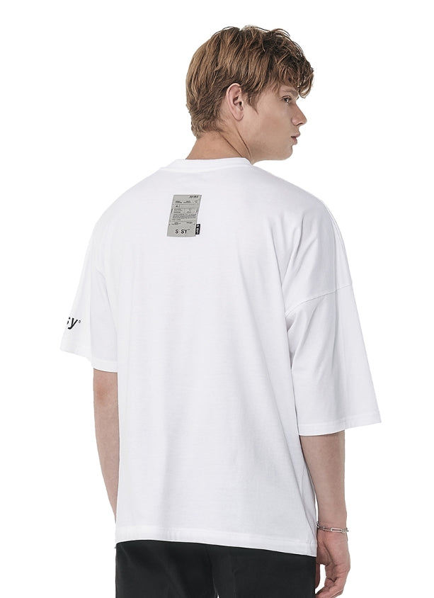 SSY(エスエスワイ)  half loose unblance t-shirt white