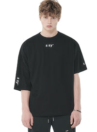 SSY(エスエスワイ)  half loose unblance t-shirt black