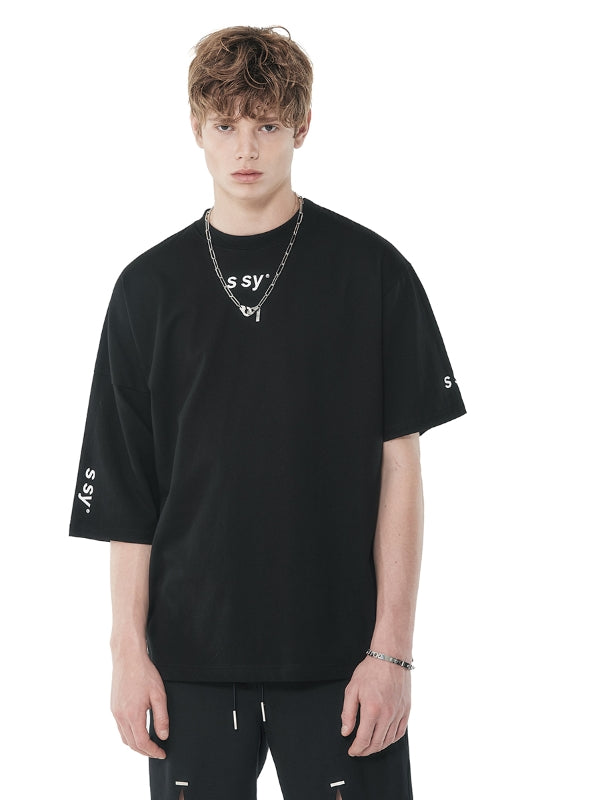SSY(エスエスワイ)  half loose unblance t-shirt black