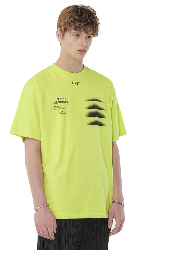 SSY(エスエスワイ)  algorism graph t-shirt neon