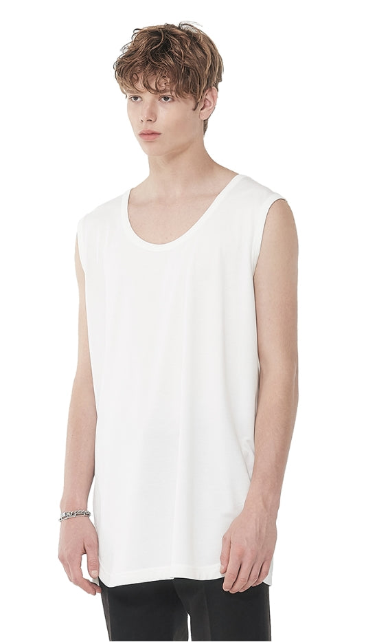 SSY(エスエスワイ)  modal lengthy sleeveless t-shirt white