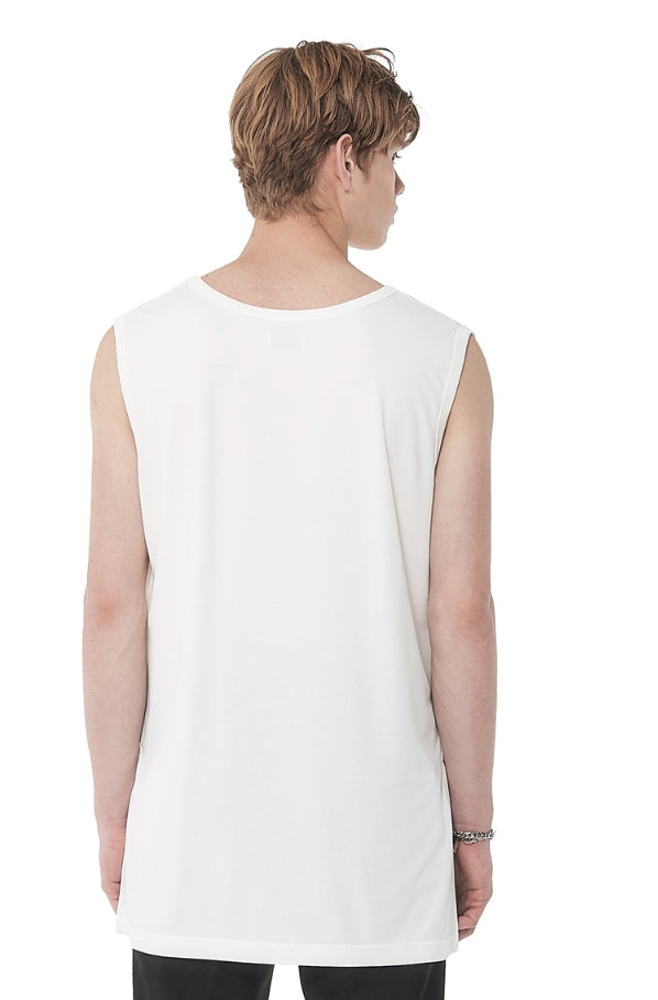 SSY(エスエスワイ)  modal lengthy sleeveless t-shirt white