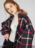 KND(ケイエンド) NAVY OVERSIZE PLAID SHIRTS