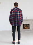 KND(ケイエンド) NAVY OVERSIZE PLAID SHIRTS