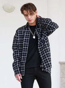 KND(ケイエンド) BLACK WINDOW PANE PLAID SHIRTS